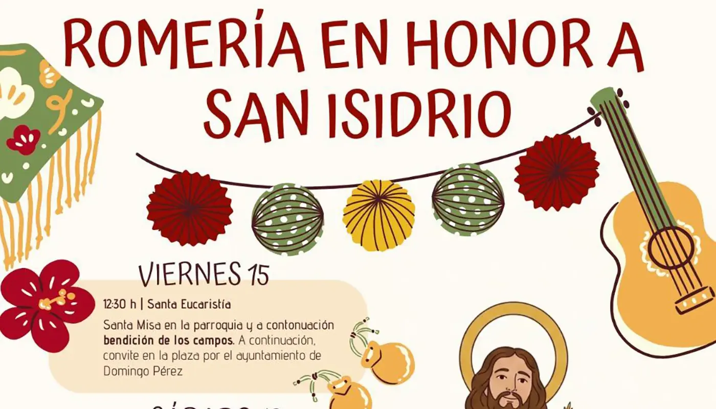 cartel de la romería de San Isidro en Domingo Pérez con programa de actividades