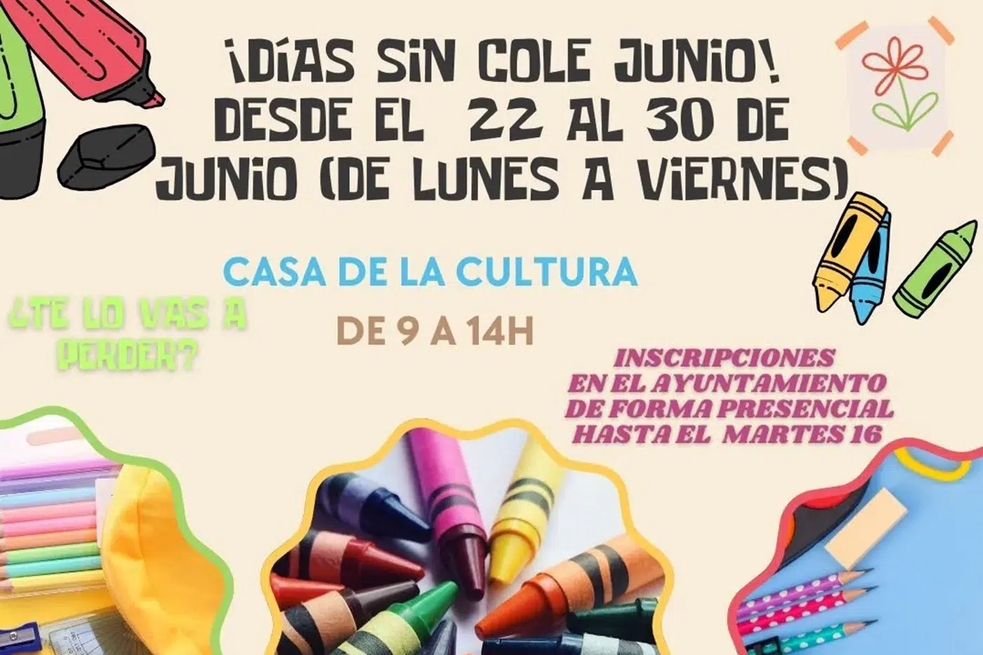Cartel informativo de DÍAS SIN COLE en Rielves con fechas, horario y lugar de la actividad. (1)