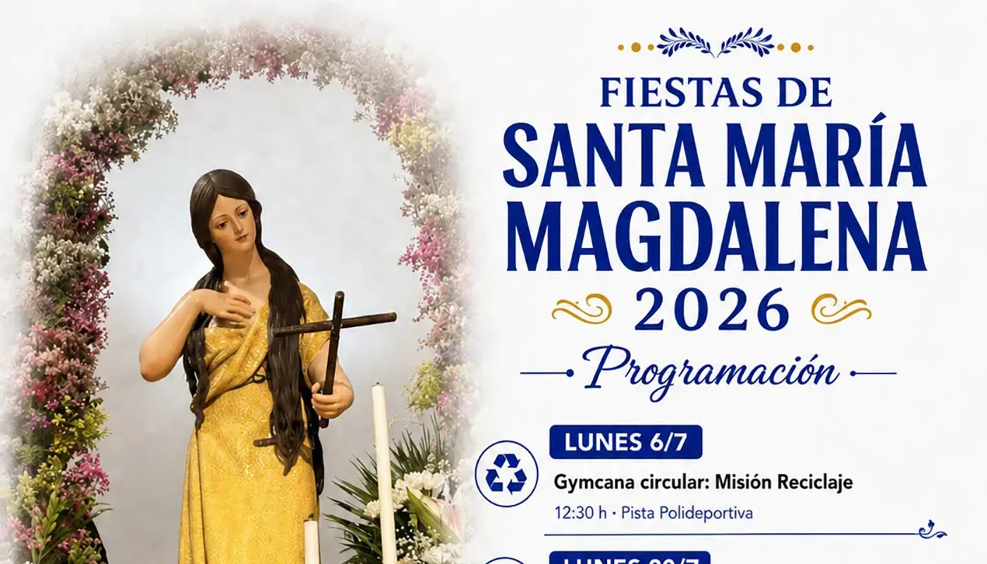 Cartel de la programación de las Fiestas de Santa María Magdalena 2026 de Escalonilla.