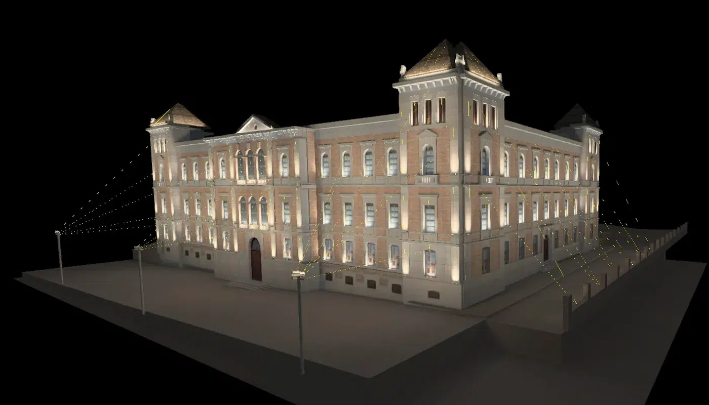 Fachada-del-Palacio-Provincial-de-Toledo-con-una-simulacion-de-la-iluminacion-artistica-nocturna