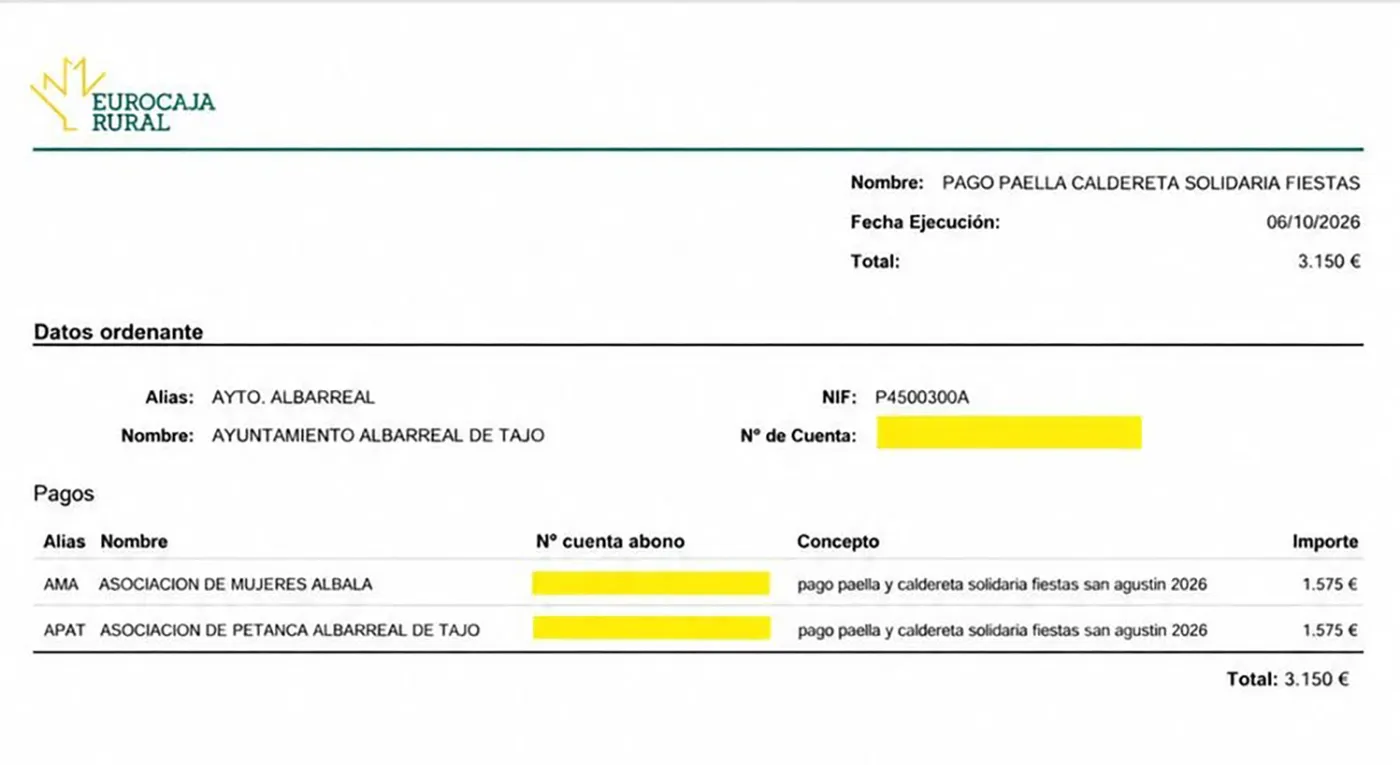 Recaudación de la Paella y Caldereta Solidarias de Albarreal de Tajo.