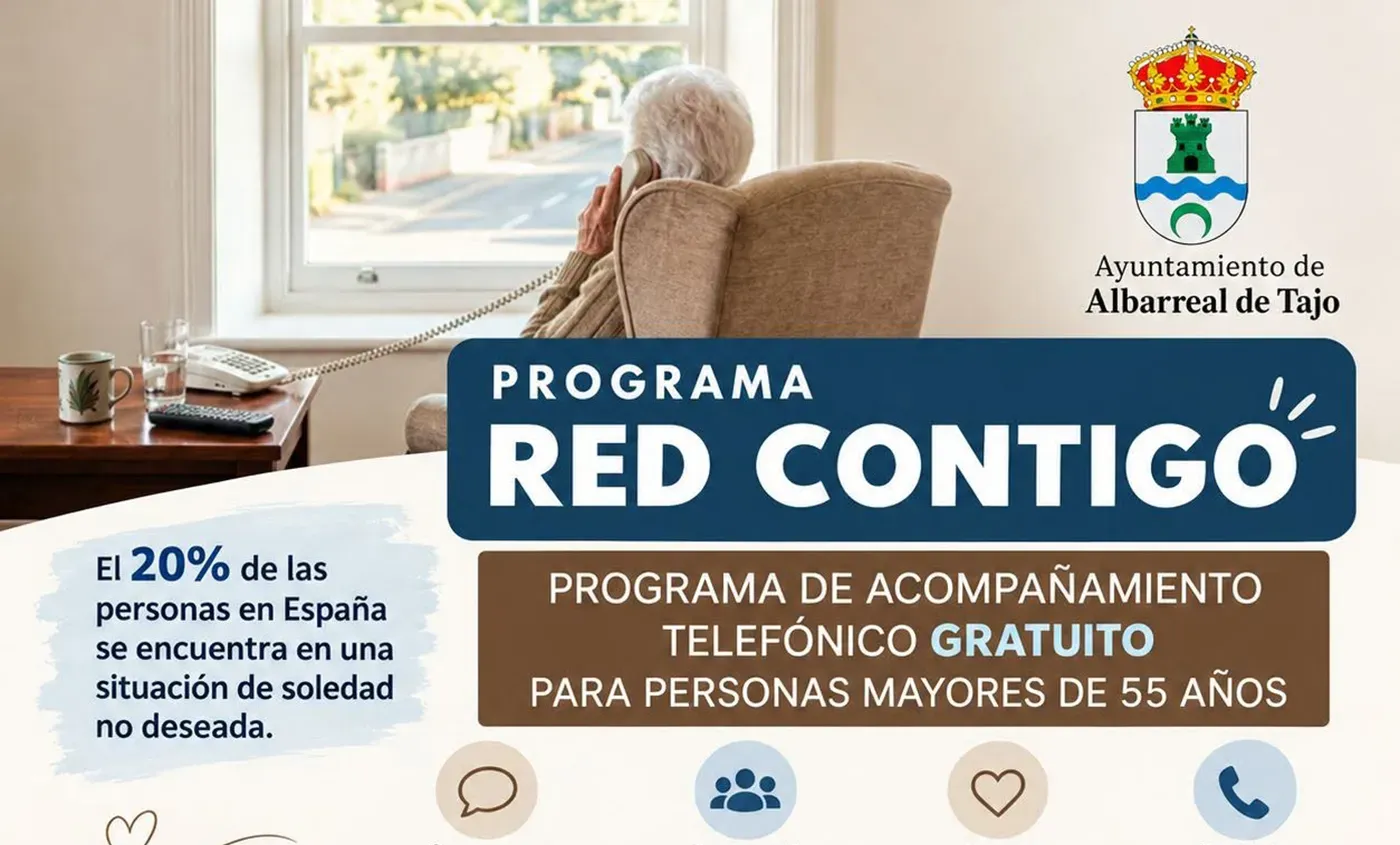 El Ayuntamiento de Albarreal de Tajo se suma al programa Red Contigo de acompañamiento telefónico gratuito para mayores de 55 años.