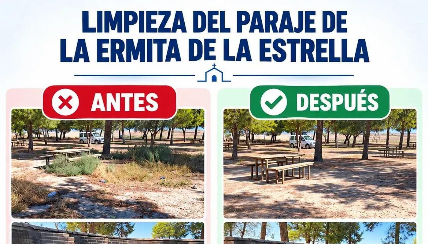 Trabajos de limpieza y acondicionamiento realizados en el entorno natural de la Ermita de la Estrella de Escalonilla.